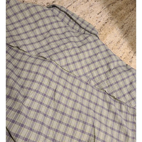 Cabela's Vented Fishing Button Shirt Men's XL Regular Plaid Green Long Sleeve - Picture 8 of 12